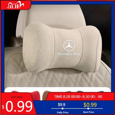 GLC GLB Car Seat Suede Memory Cotton Neck Pillow Headrest For Mercedes Benz AMG W204 W205 W203 W211 W212 W213 W201 W210 W124 W1