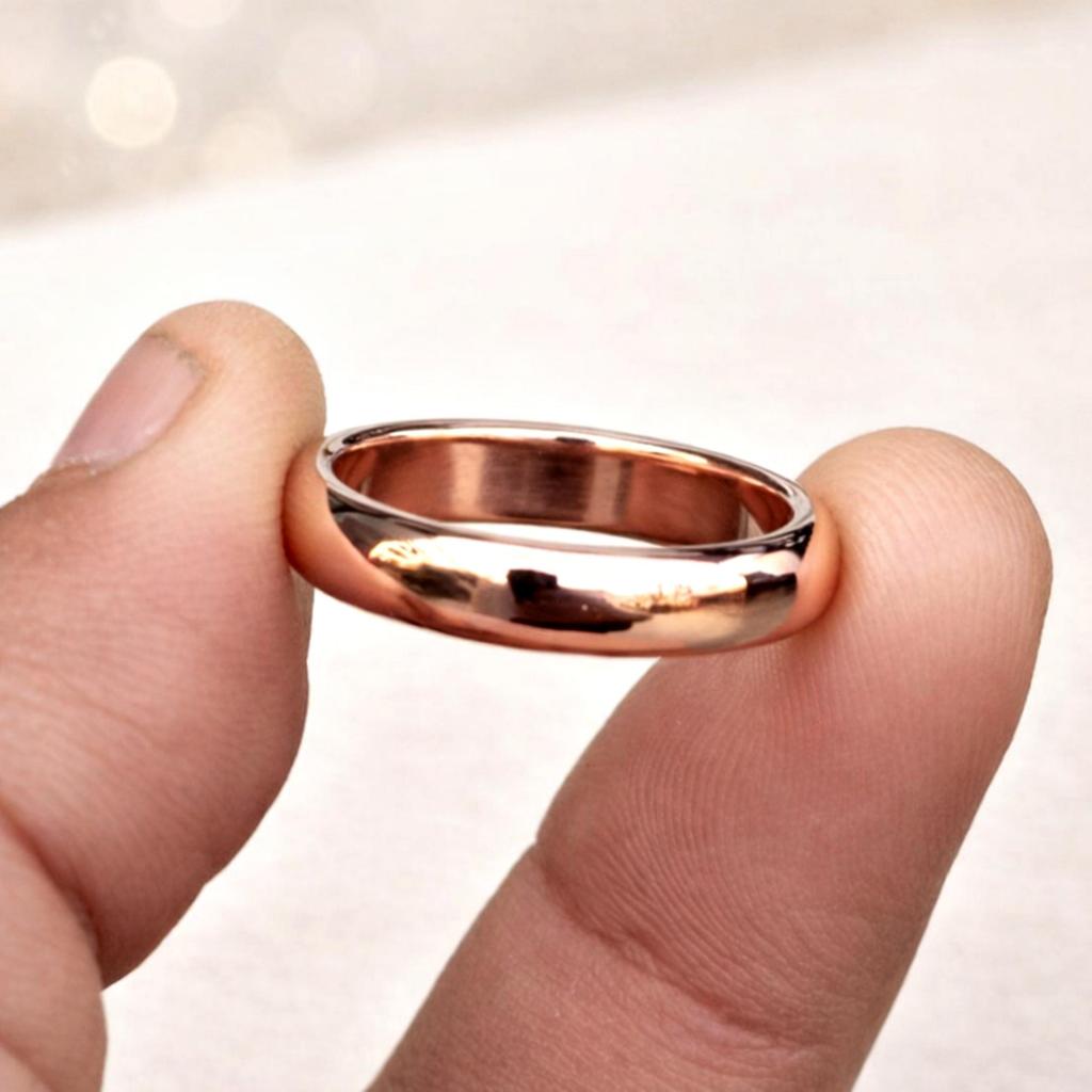 Bague Dome en Cuivre Pur Massif, Bague Anneau Minimaliste Lisse Faite à la Main, Bijoux pour le Quotidien