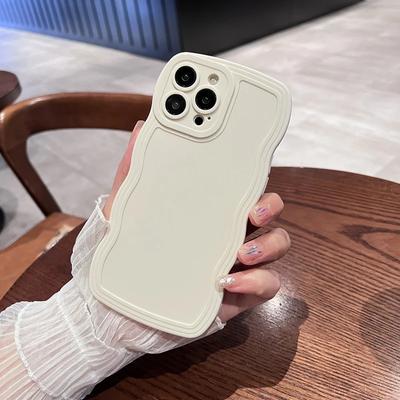 Fashion Solid Color Curly Wavy Phone Case For iPhone 15 14 13 12 11 Pro Max 14 Plus XS Max X XR 7 8 Plus Shockproof Bumper Cover