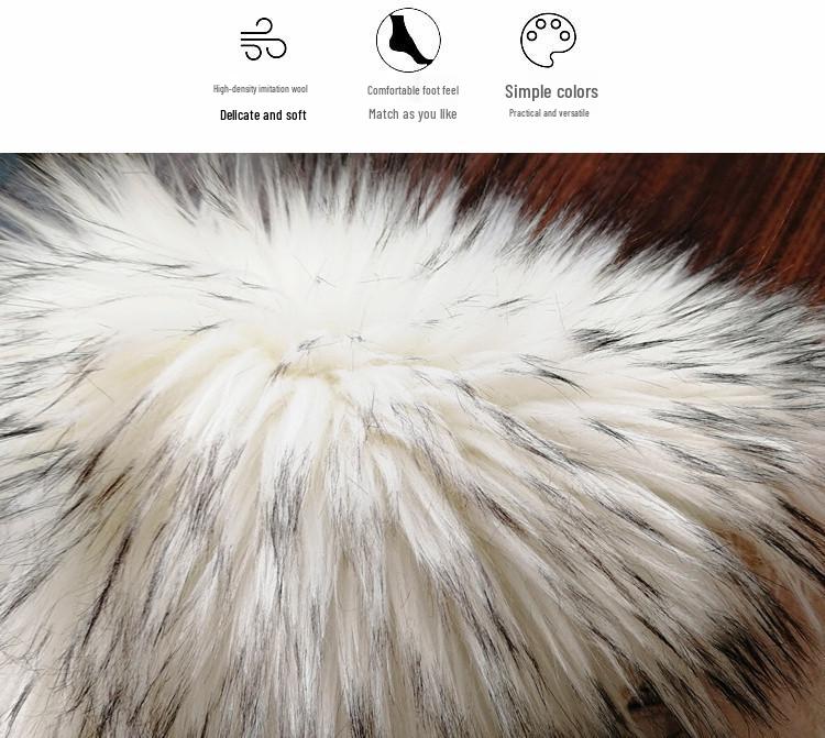 White Fluffy Irregular Plush Bedroom Rug & Sofa Cushion Blanket