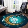 1pc Moon Flowers Office Round Area Rug,  Mat Suitable ForOffice, Under Office Chairs Bedroom Living Room Home Decor, Room Deco