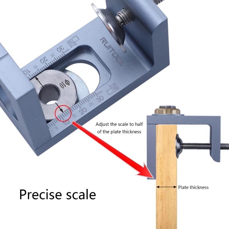 2 In 1 Dowel Jig Woodworking Hole Drill Punch Positioner Guide Locator Cabinet Screws Punch Locator Kit 8/10/12mm Sleeve