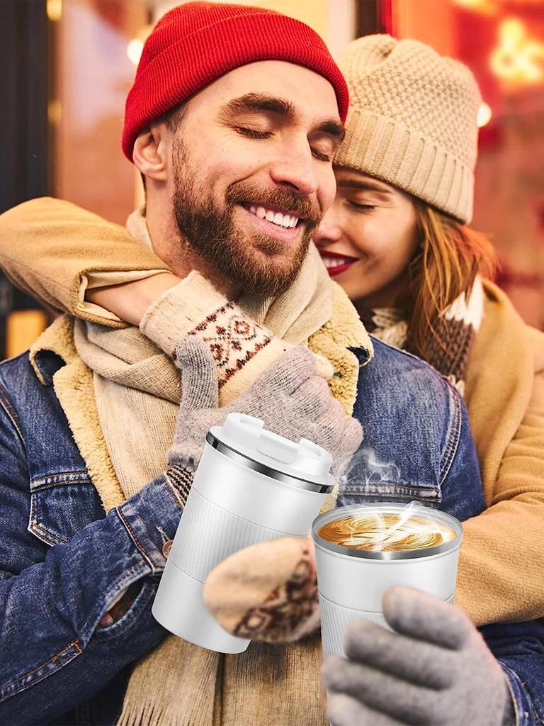 1PC 380/500ml Travel Mug With Leakproof Lid Insulated Reusable Coffee Mug Stainless Steel Thermal Coffee Cup Office School