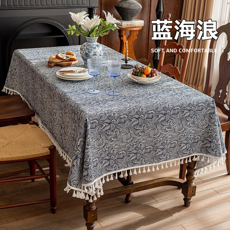 Dust-proof Decorative Coffee Table Cover Cloth Imitation Cotton and Linen Retro and Simple Tablecloth Home Restaurant Decoration