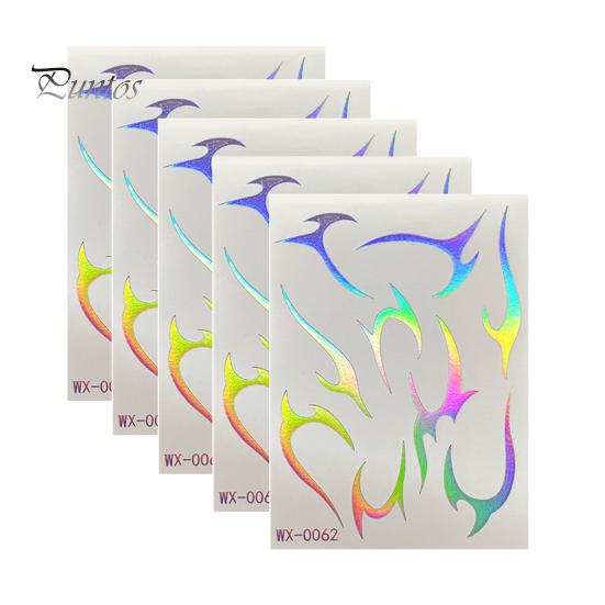 Event Makeup Tattoos 5 Sheets Holographic Lightning Tattoos, Waterproof Flash Temporary Safe Face Stickers, Full Color Body Art for Festival