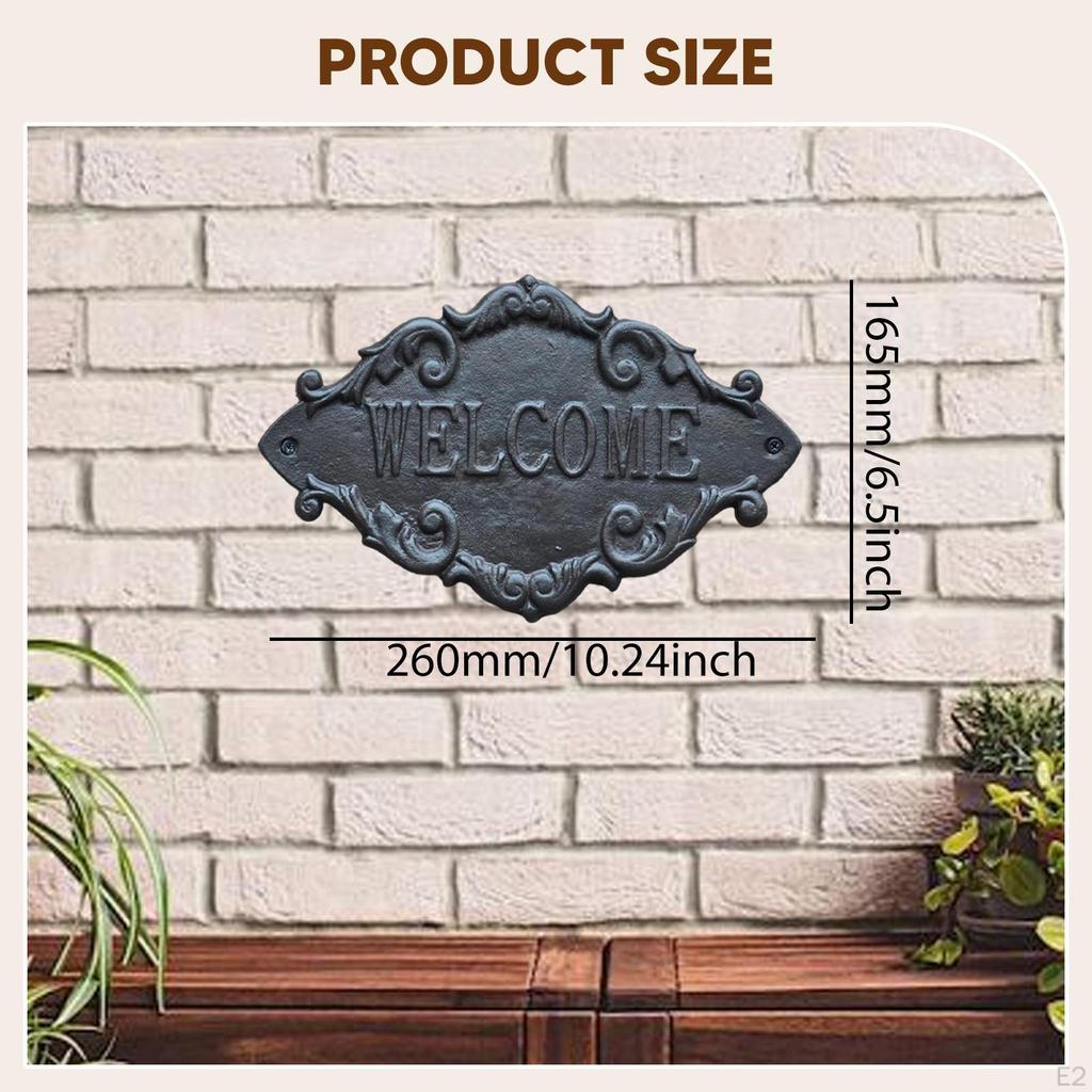 Welcome Sign House Plaque Iron Vintage Rustic Wall Mount Front Door Decor for Entrance