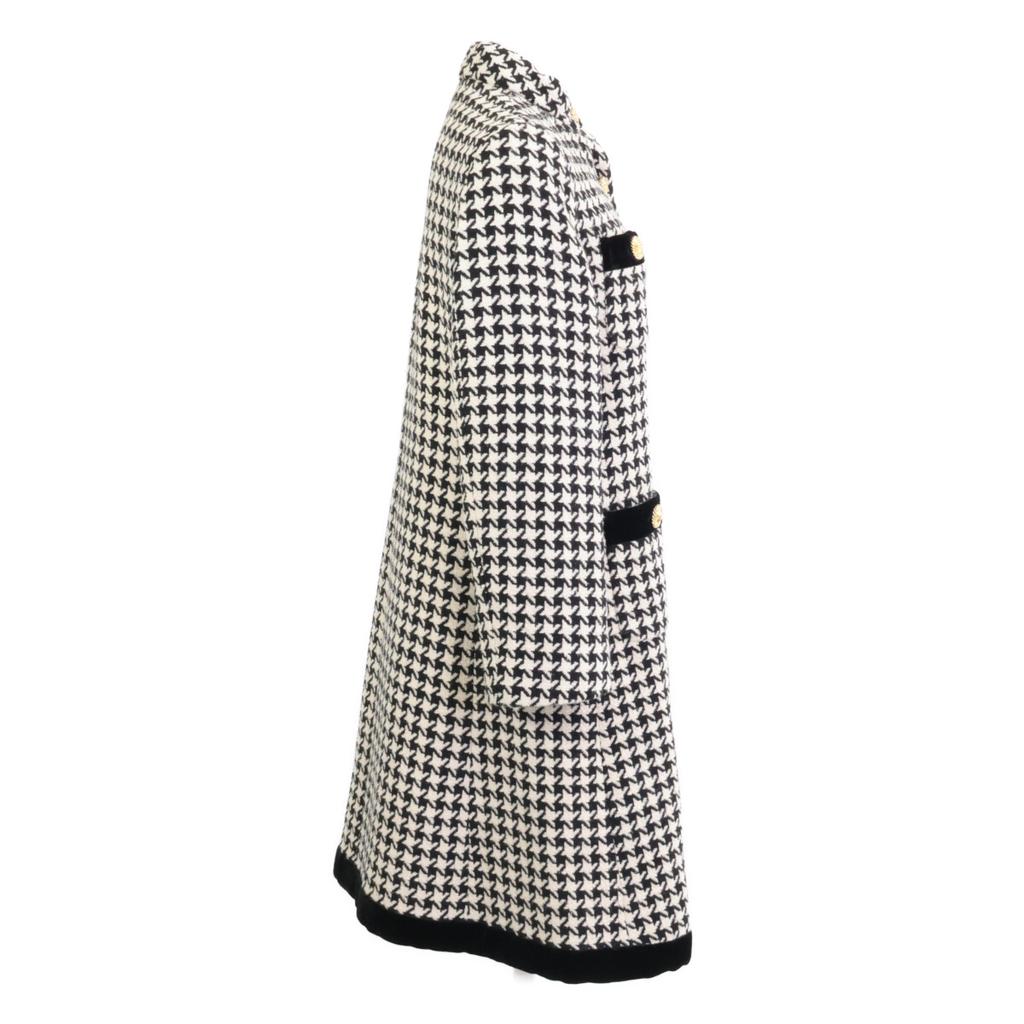Gucci Excellent Condition Houndstooth with Gold Buttons Coat 38 White X blackUsed