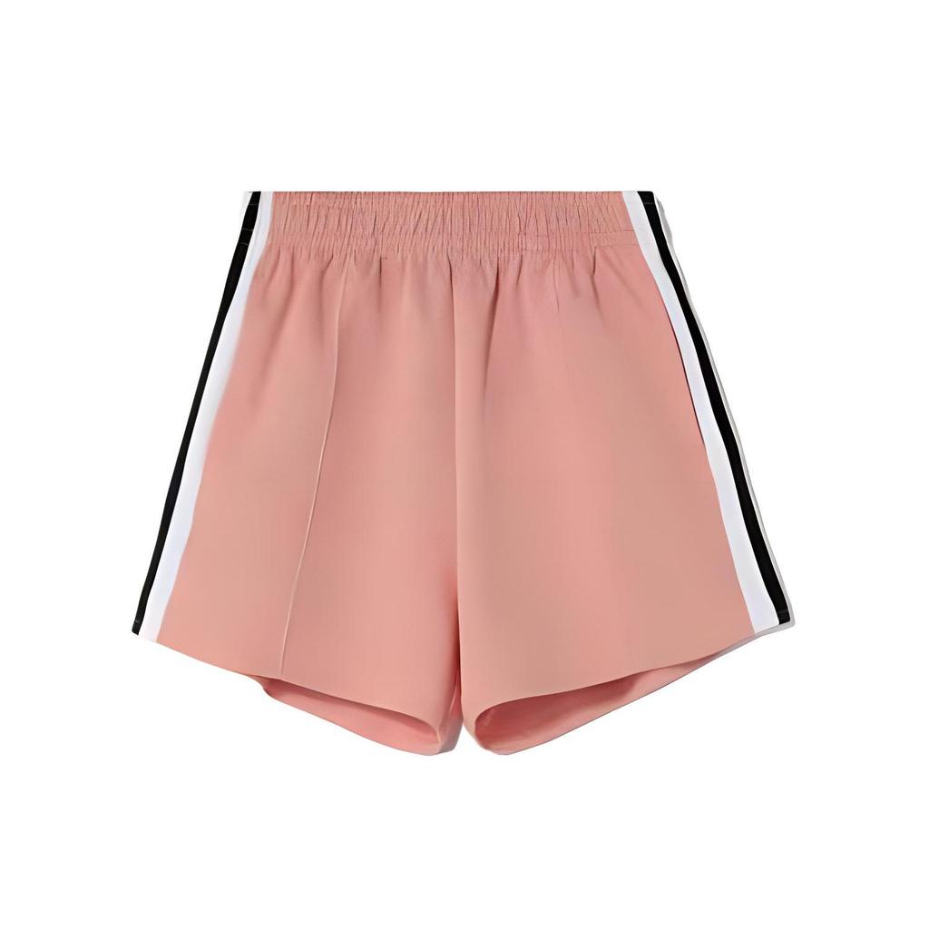 Li Ning Sports Fashion Series Color Block Side Button Elastic Waist Straight Leg Shorts Women shorts Bright-Orange Pink AKSS964-1