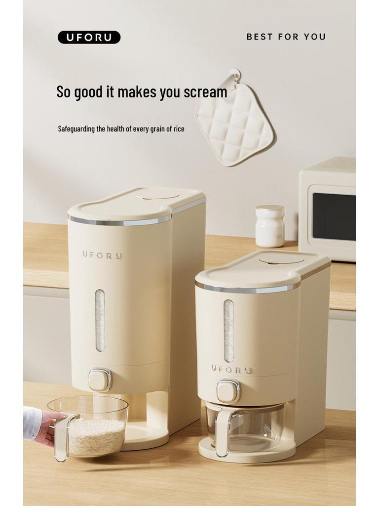 Druck-zu-Entnahme Insekten- & Feuchtigkeitsgeschützter Reislagerbehälter, Lebensmittelechter Versiegelter Eimer für die Küche