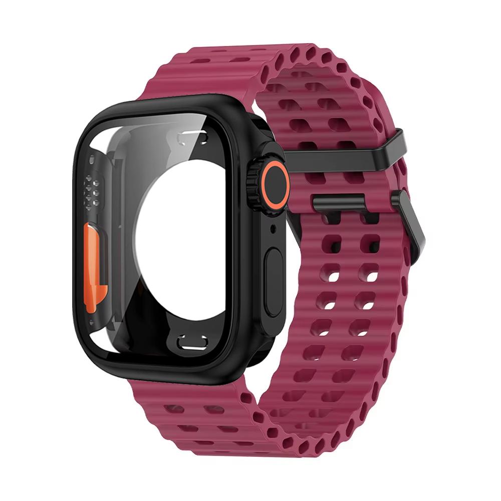 Ocean Silicone Strap+PC Case For Apple Watch Band  Series 11 10 46mm Metal Buckle Sports Bracelet Wristband iWatch 9 8 7 6 5 SE