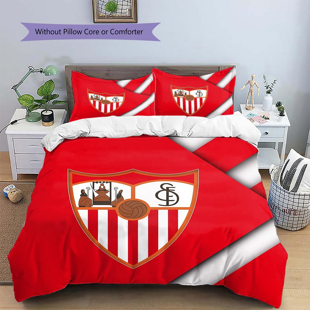 Sevilla FC Patrón Juego de Ropa de Cama Colcha Decoración del Hogar Regalo (1 funda nórdica + 2 fundas de almohada sin relleno.)