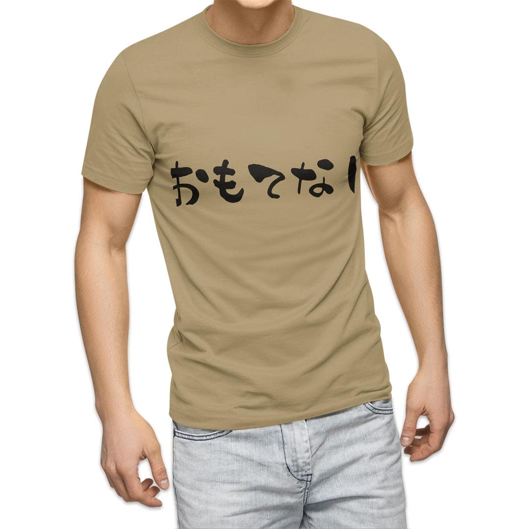 

для 3XL crew sand hospitality [igsticker] Футболка мужская, размер, дизайн, принт, унисекс, ворот, хаки, футболка 016320, японский, каллиграфия,