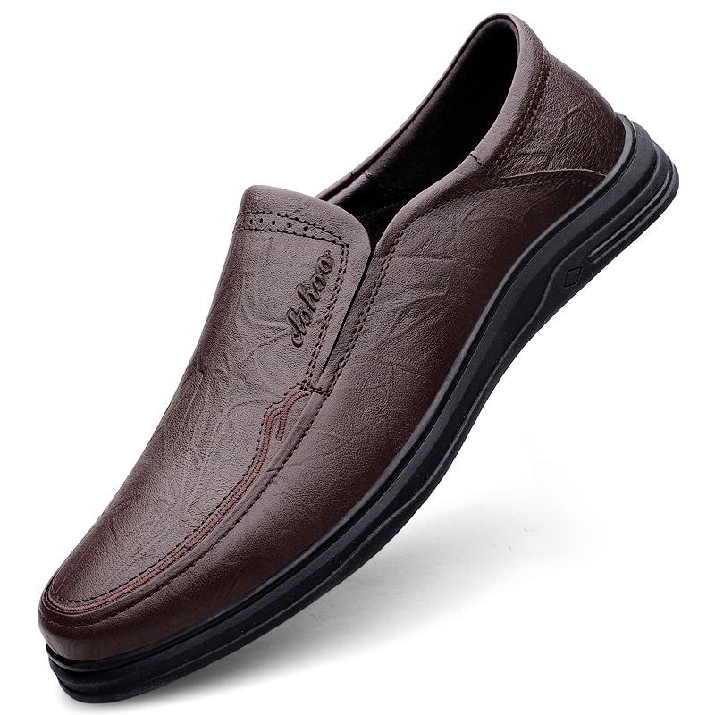 

Мужские повседневные кожаные туфли из коровьей кожи второго слоя, ручной работы, мягкие, универсальные, нескользящие 44 коричневый
