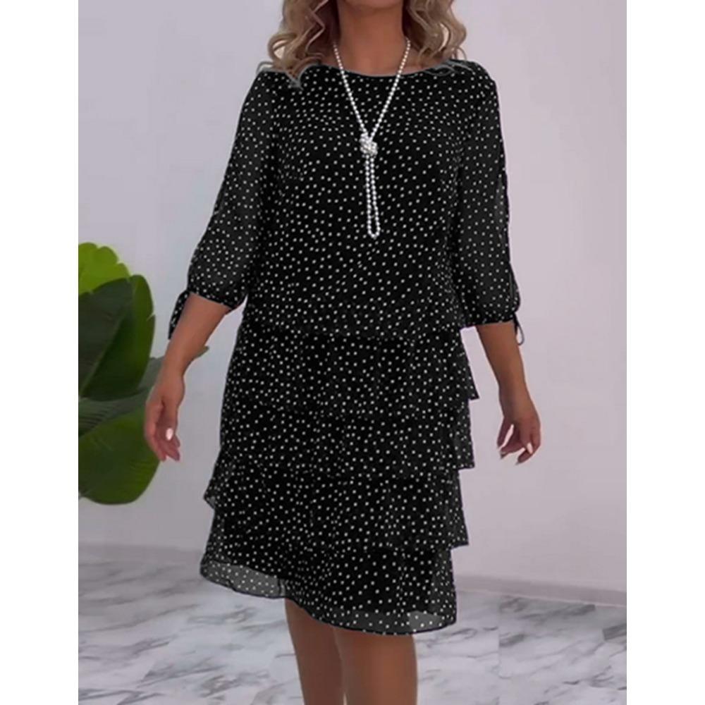 HNXC Women's Fashion Summer Spring Short Sleeve O-Neck  Casual Dresses