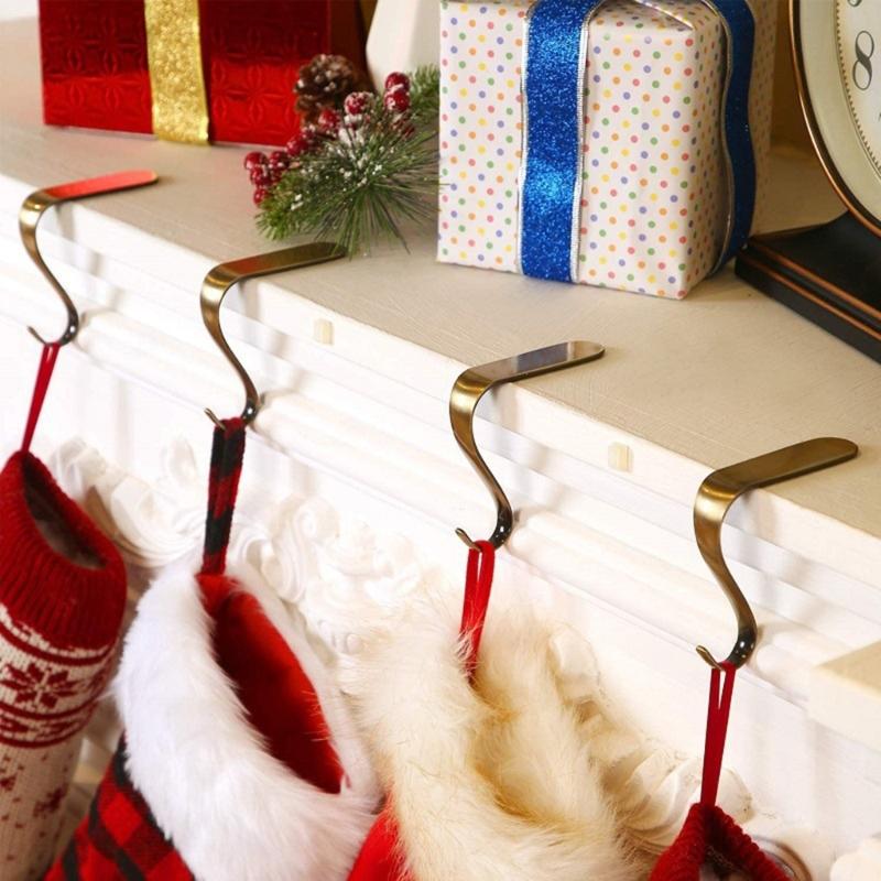 Pack of 4 Sturdy Metal Stocking Holders Home Accessoyr for Christmas Fireplaces Decoration and Holiday Mantels Hook