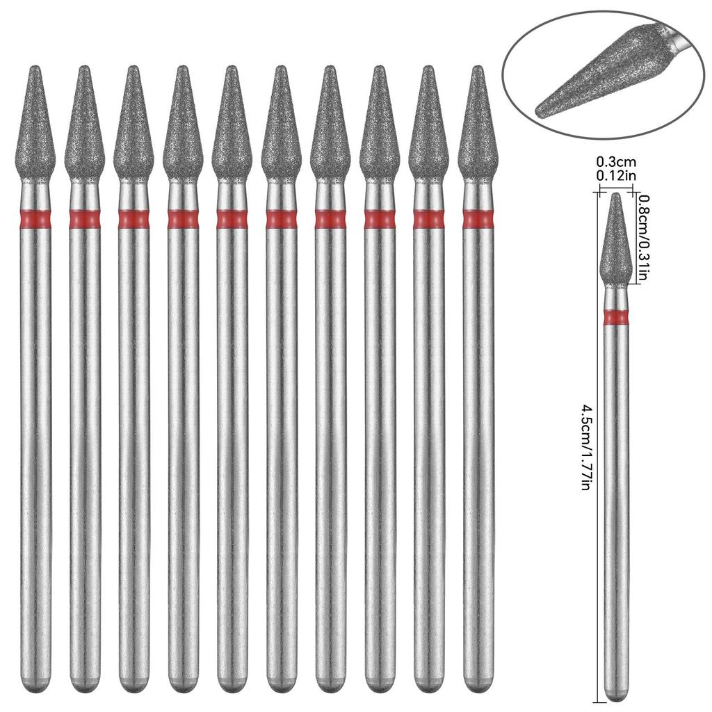 10PCS Diamond Nail Drill Bit Set Electric Milling Cutters For Manicure Rotary Burr Cuticle Clean Manicure Drill Accessories