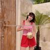 Korean Women's Conservative High-Waist Bikini Swimsuit with Skirt and Pants