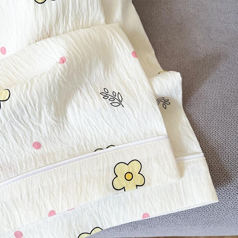 French Aesthetic Rabbit Flower Dot Print  Pajamas Long Sleeve Top & Elastic Waist Pants Pajamas Nightwear