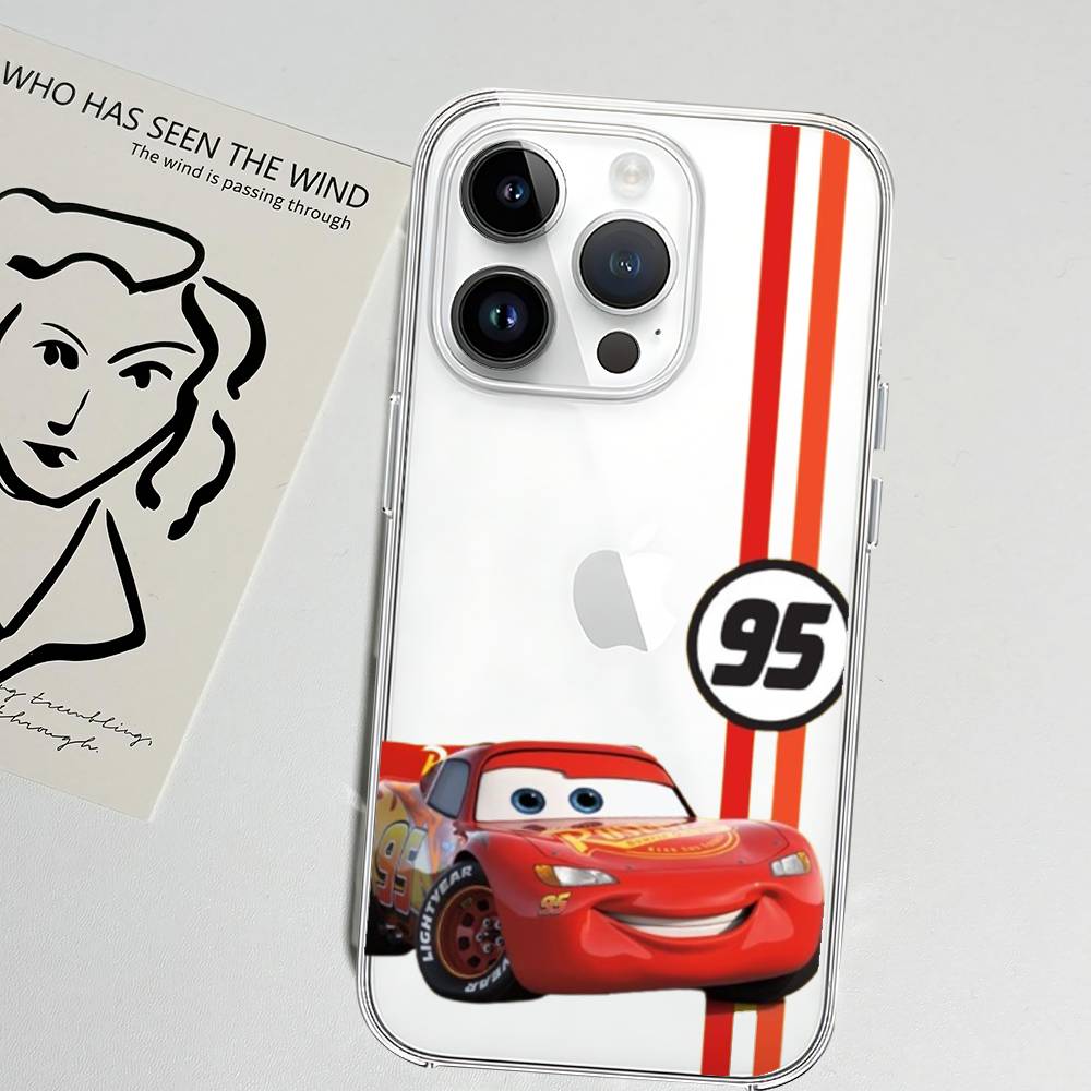 Cars L-Lightning M-McQueen Phone Case Soft Transparent Case For IPhone 17 16 15 14 13 12 11 Pro Max Mini Plus Shockproof Cover