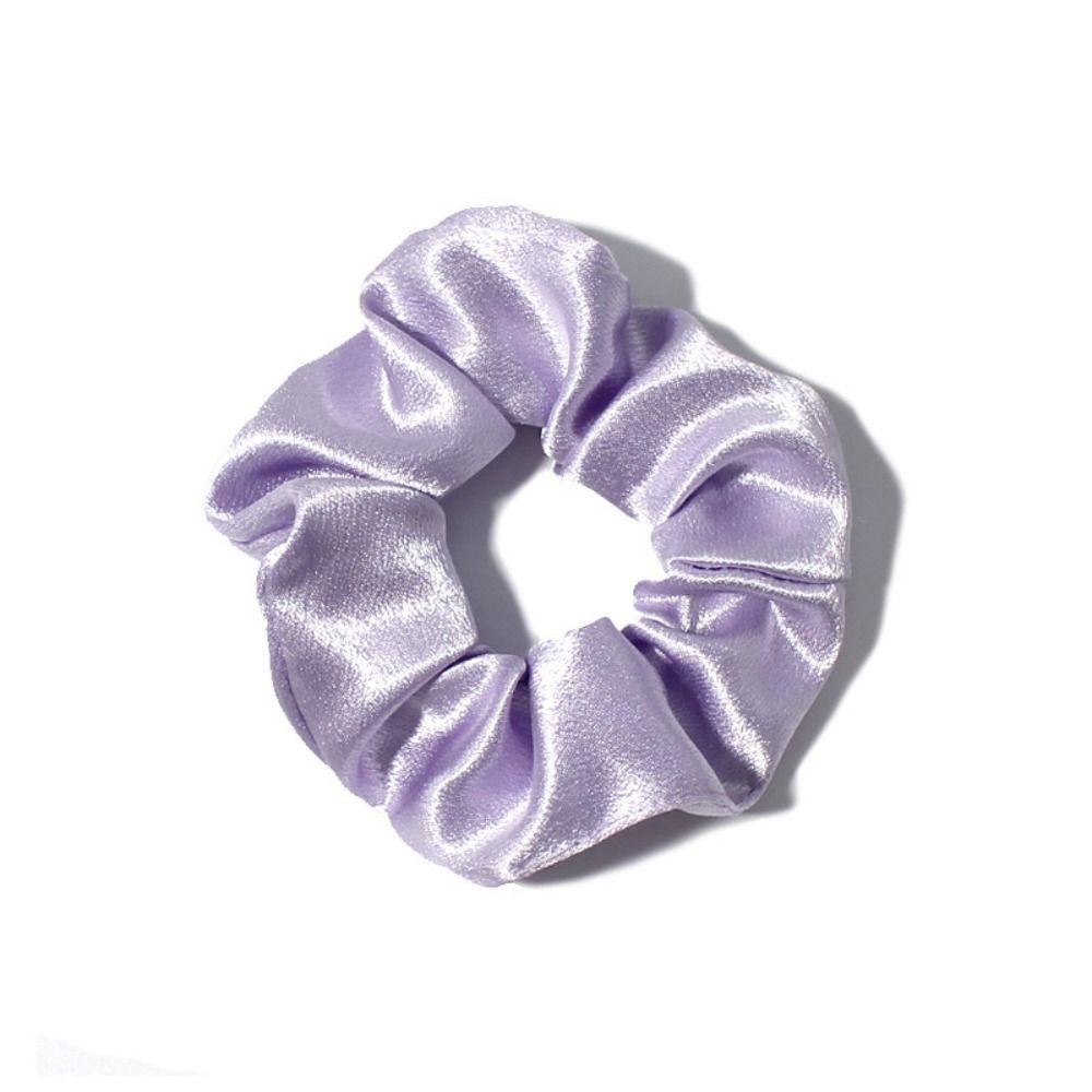 Korean Puff Hair Loop Crystal Satin Hair Scrunchie Fashion Ruffle Headband  for Meatball Head