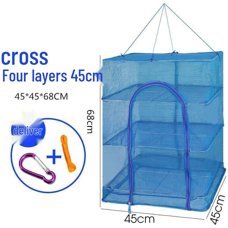 Foldable Sun-Dried Fish Net Enclosure: Five-Layer Thick Anti-Fly Drying Bag for Dried Goods