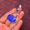 Blauer Saphir Edelstein Anhänger : 925er Sterlingsilber Handgefertigter Schmuck Anhänger