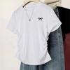 Korean Version Summer T-shirt Slim Fit Plus Size Waist Cinching Top New Shoulder Short Sleeved Slimming Effect Versatile Chubby