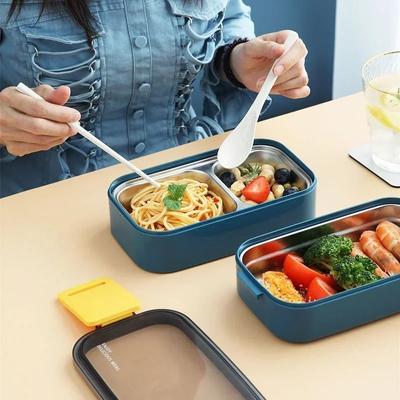 304 Edelstahl Lunchbox für Erwachsene Kinder Schule Büro 1/2 Schichten Mikrowellengeeignet Tragbar Fächer Bento Lebensmittelaufbewahrungsbehälter