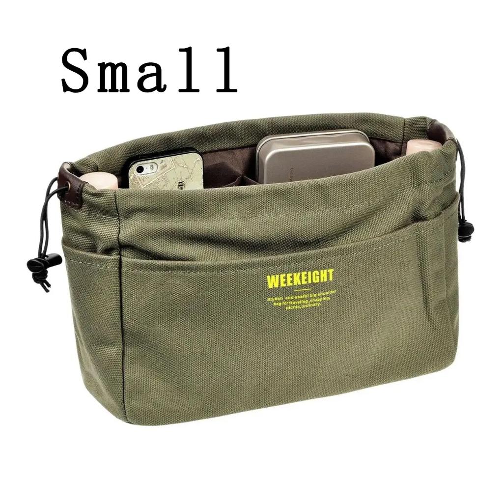 1/2pcs Small And Large Storage Organizers With Cord, Bag With Multi-Pocket Lining, Lightweight Portable Travel Storage Bag,