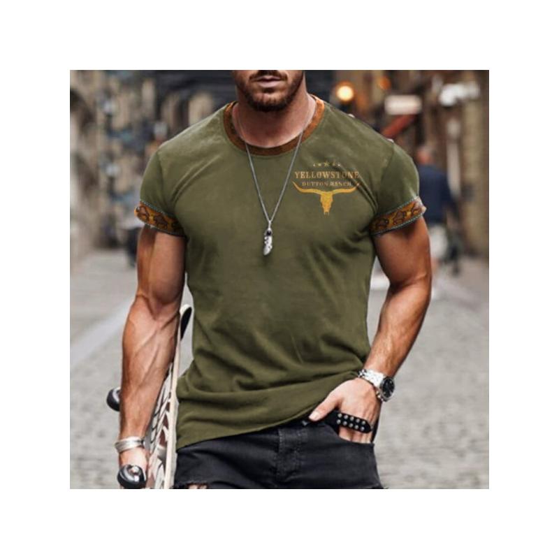 Men's 3D Printed T-Shirt Vintage pattern printing Short Sleeve O-Neck Pullover casual top