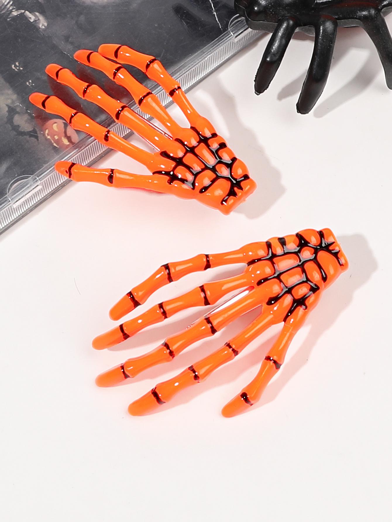 

2 шт. Хэллоуин Руки скелета Кость Заколки-зажимы Когти Череп ,Готические Панк-рок Аксессуары для волос для женщин Девушек Вечеринка Дьявола