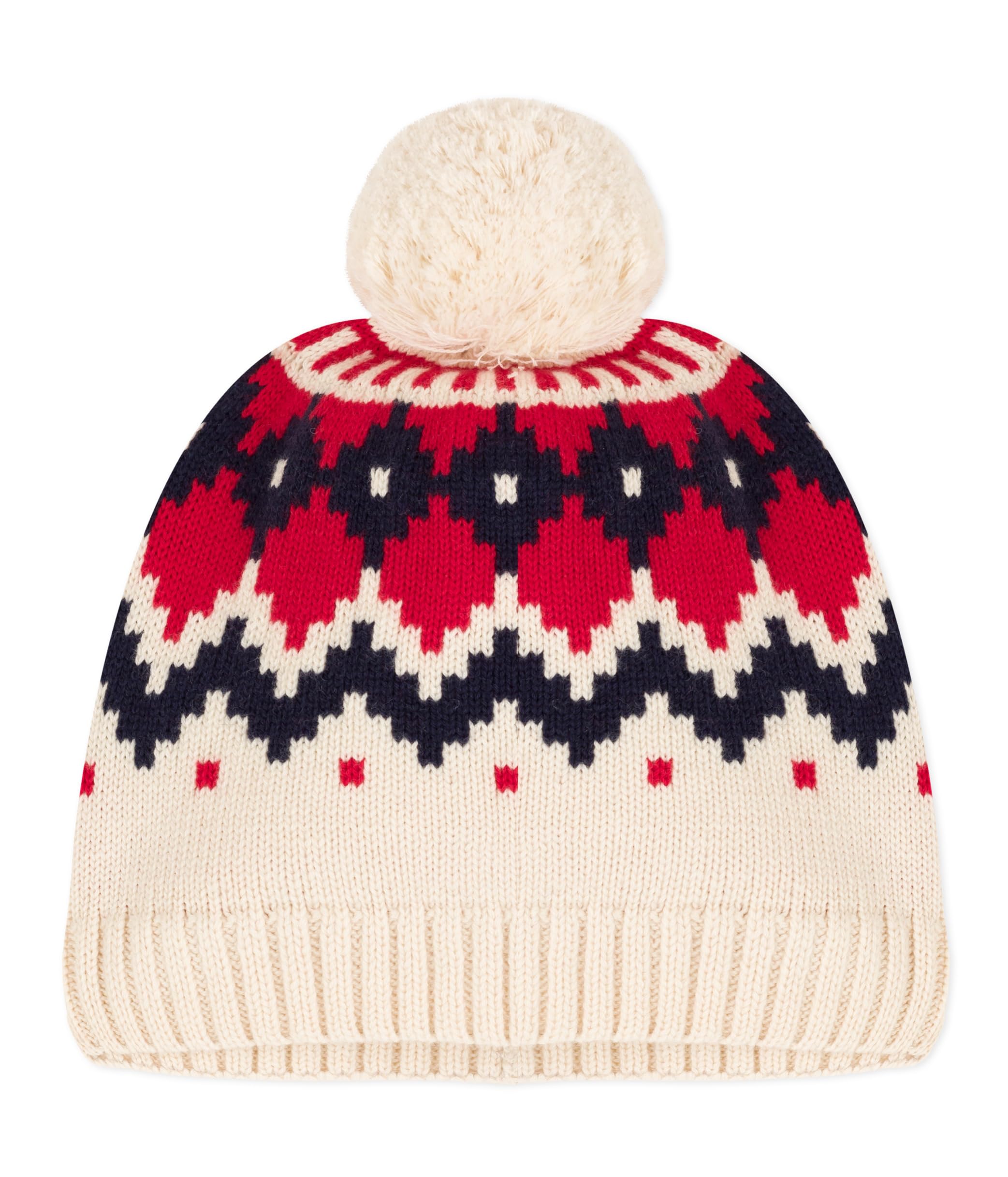 

[Petit Bateau] Жаккардовая вязаная шапка A08DM Молочно-белый принт 12 лет 152 см