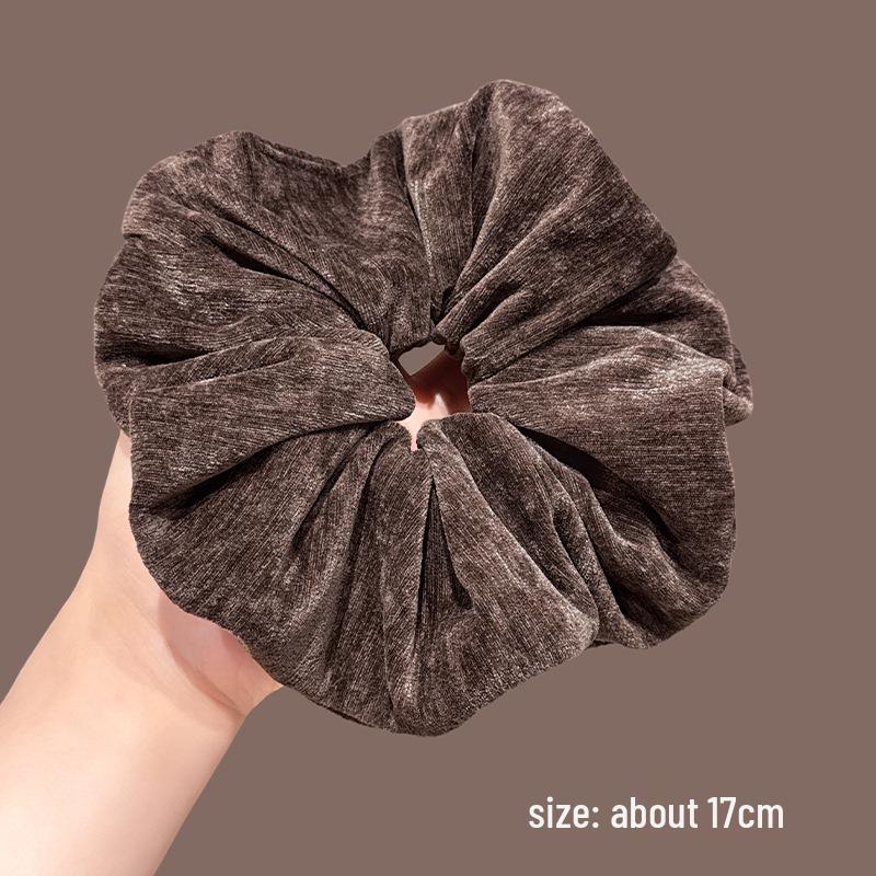 Samt Einfarbige Damen-Scrunchie - Herbststil, Großes Haargummi-Accessoire