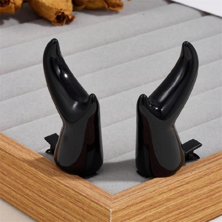 Elegant Antler 2000s Black Halloween Hair Clip Horn Flat Clip Halloween