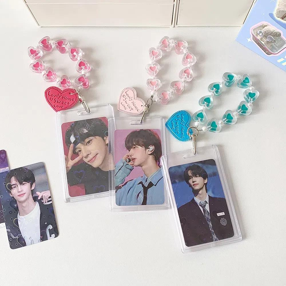 Love Heart Pendant Photo Photocard Frame Idol Card Display Protector  Card Decor