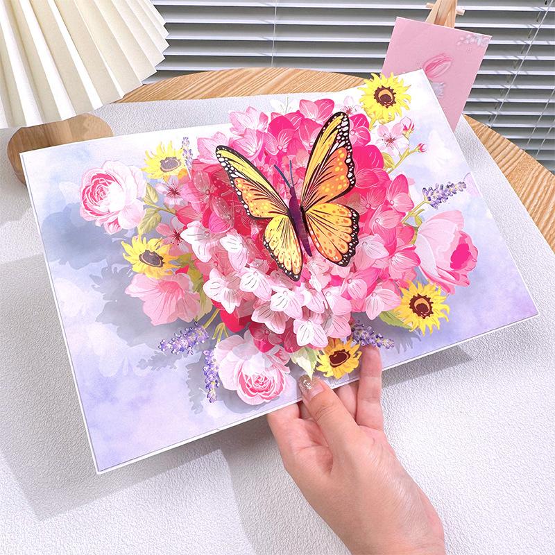 

Birthday Card Ins Wind Butterfly Dance Sunflower Premium 3D New Valentine s Day Card Creative Wedding Decor Creative Gift Card 1 set