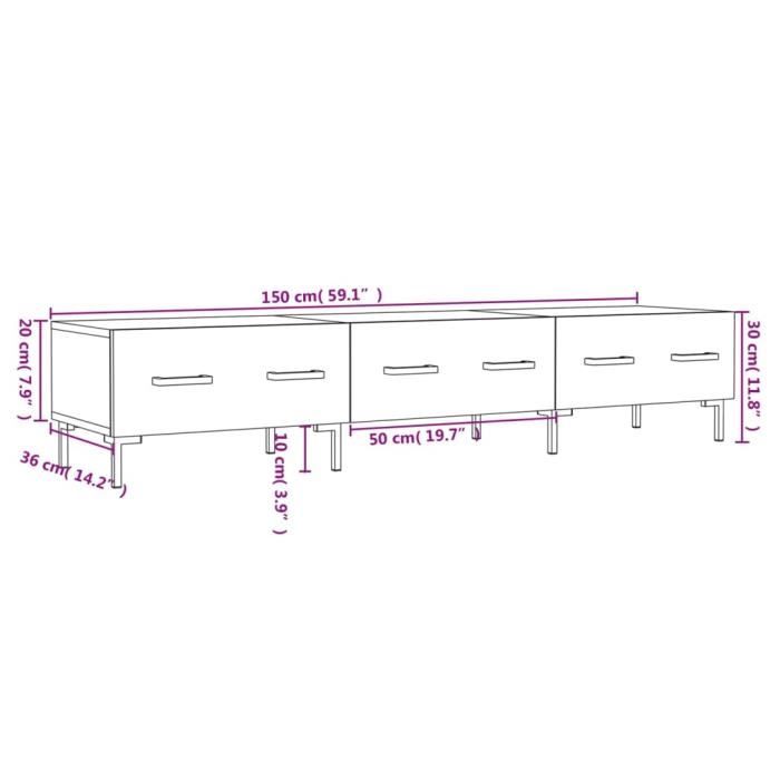 VidaXL Meuble TV noir 150x36x30 cm bois d'ingénierie 829157