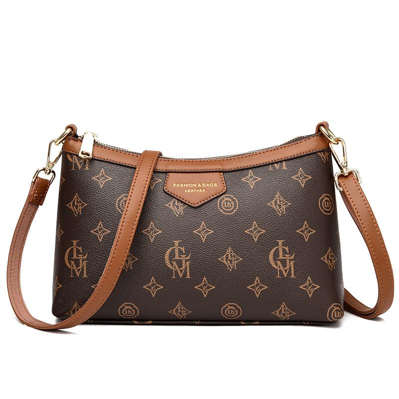 

European and American retro bags 2025 new fashion light luxury shoulder armpit bags middle-aged women s messenger bags printed women s bags