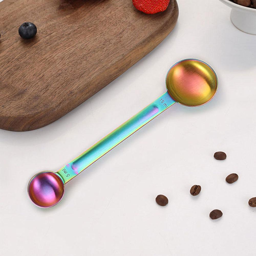 1Pc Household Double-headed Coffee Bean Spoon Milk Tea Fruit Powder Spoon Kitchen Baking Spoon Stainless Steel Measuring Spoon