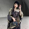 Thick Warm Scarf Cashmere Blanket Shawl Women Floral Ethnic Poncho Cape Oversized Open Front Windproof Travel Outer Wrap