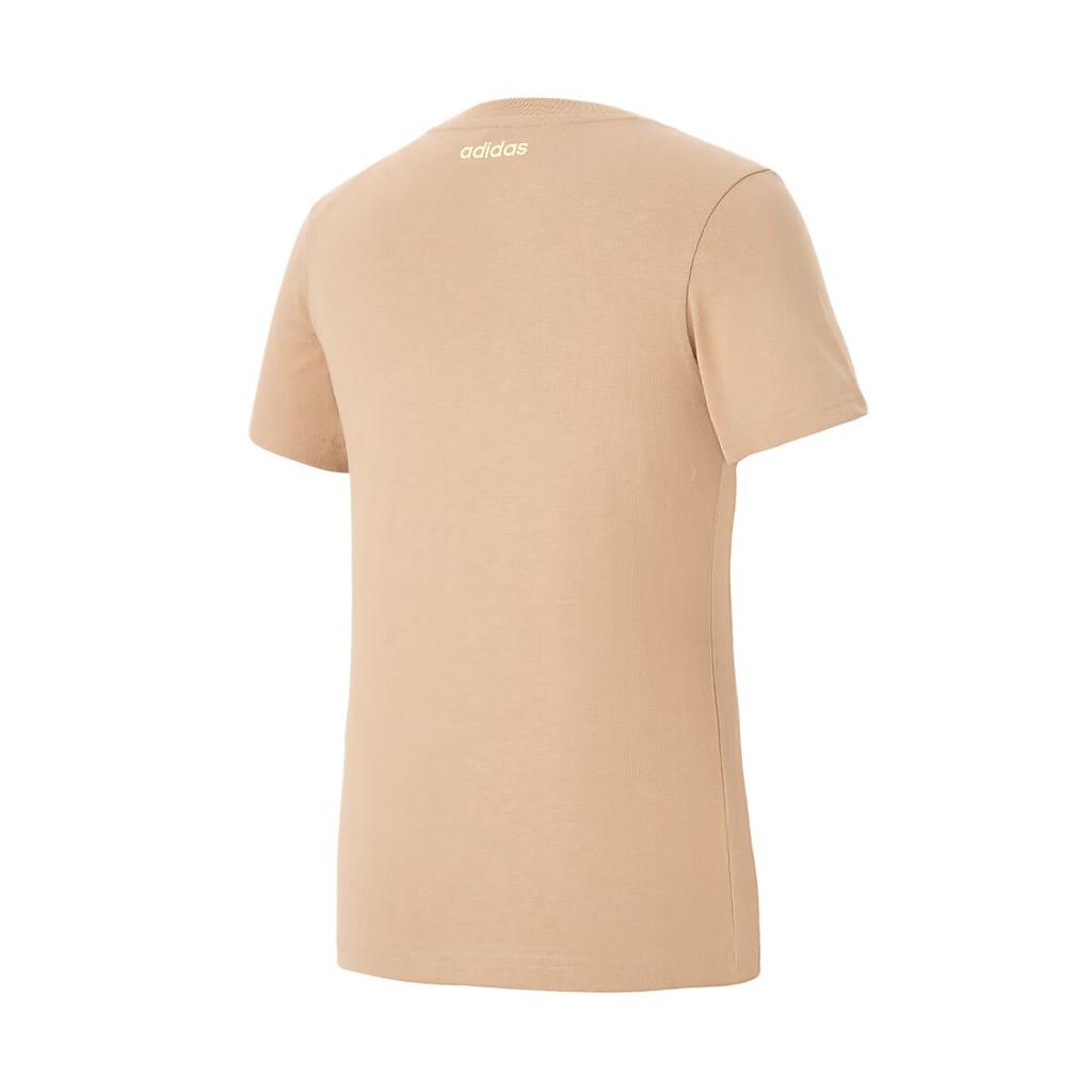 Adidas Breathable Comfortable Outdoor Casual Sports Short Sleeve T-Shirt Women Tops Warm-Sand KE6196