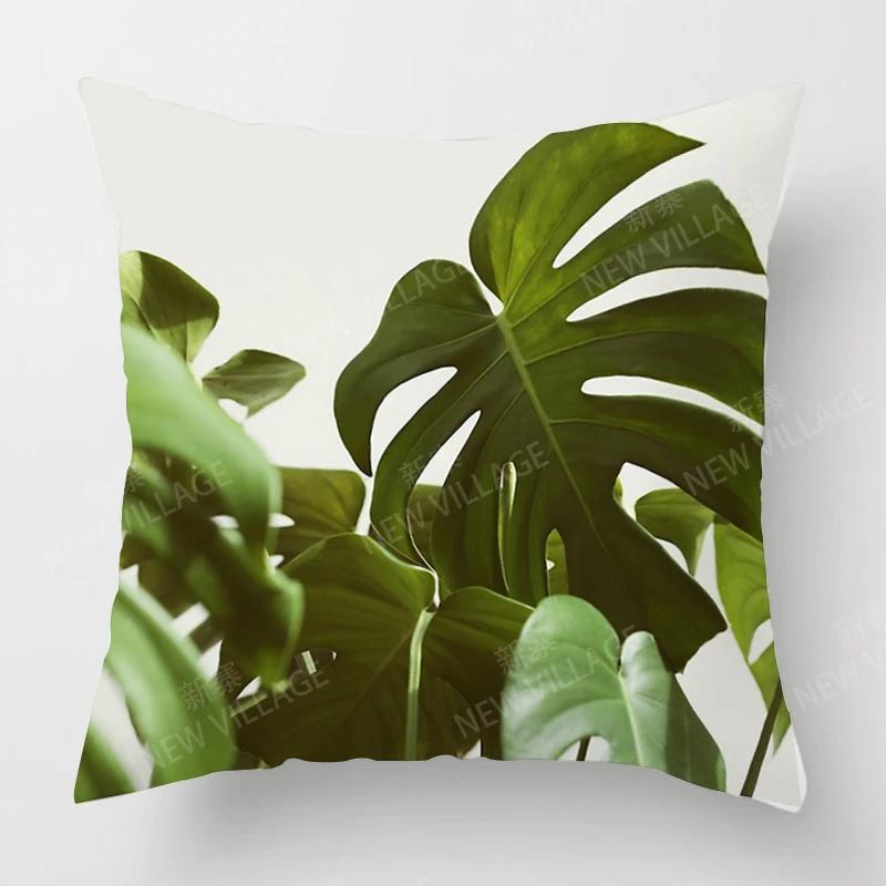 Nordic Fall Home Decor Autumn Throw Pillow Case Sofa Cushion Cover Modern 45X45Cm 45*45 50X50 60X60Cm 40*40Cm Leaf Plant Green