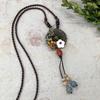 New Forest handmade ceramic necklace, women's retro versatile sweater chain simple long accessories pendant