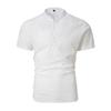 New Men's Retro Cotton Linen Casual Henry Collar Short-sleeved Shirt