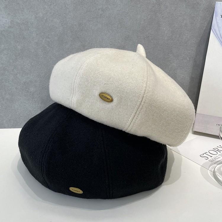 Winter Sweet and Elegant Small Round Beret Hat for Women Fashionable Gentle  Warm Casual  Versatile  Temperamental Octagonal Hat