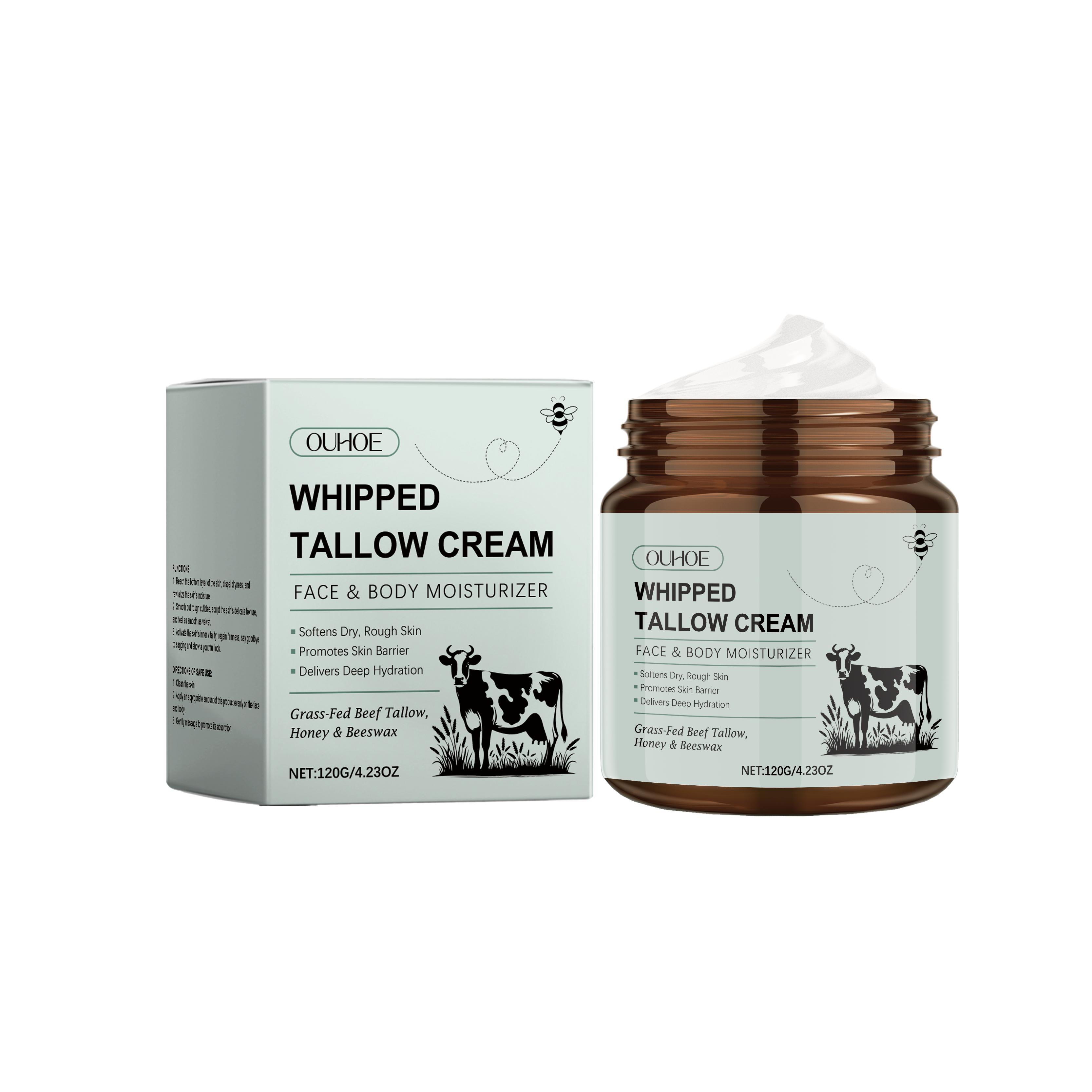 

OUHOE Beef Tallow Moisturizing Cream, Hydrates and Nourishes Skin, Softens and Firms, Suitable for Whole Body, 120g