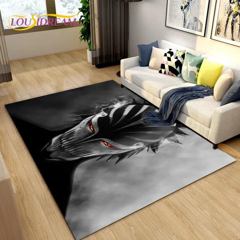 Bleach Japan Anime Cartoon Area Tapete Grande, Tapete de Carpete para Sala de Estar Quarto Sofá Capacho Decoração, Tapete de Piso Antiderrapante para Brincar de Criança