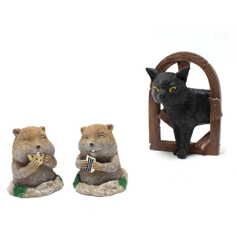 

Mini Resin Kitten GophersSculpture Cute Garden Miniature Cat Garden Display Ornament Collection Desktop Figurines Decor 1