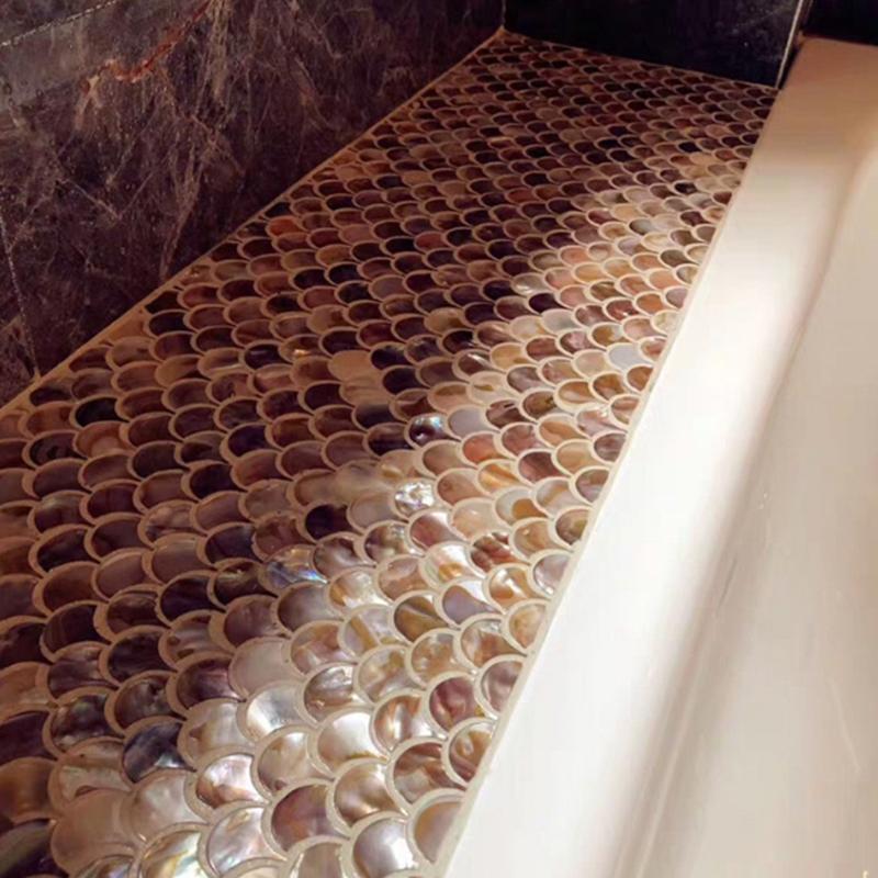1pc Fish Scale Fan-Shaped Shell Mosaic Wall Sticker Kitchen Bathroom Living Room Porch TV Background Wall Tile Self-Adhesive