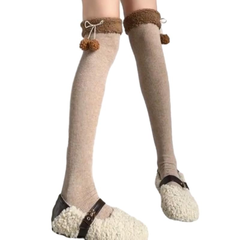 1 Pair Women Over Knee Stockings Princess Style Dress Socks Ruffle Thigh High Socks Long Tube Frilly Socks Ballet Socks
